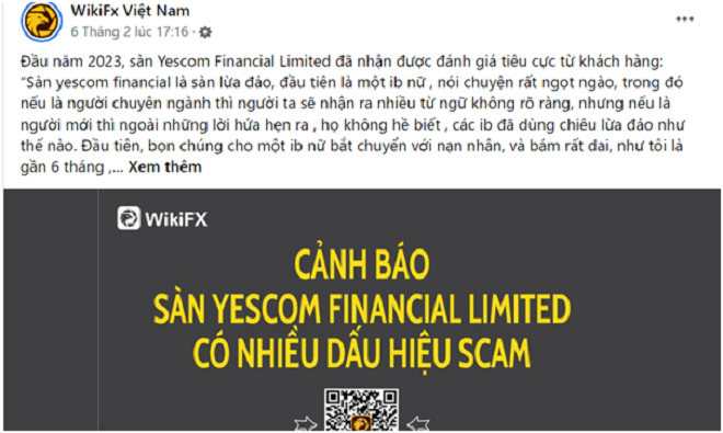 Sàn Yescom Financial Limited lừa đảo 